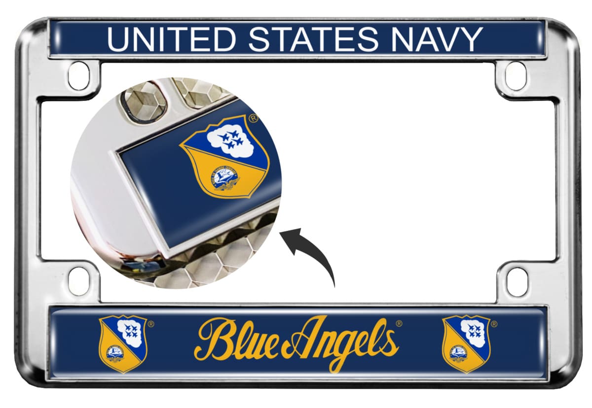 U.S. Navy Blue Angels - Motorcycle Metal License Plate Frame U.S. Navy Blue Angels - Motorcycle Metal License Plate Frame